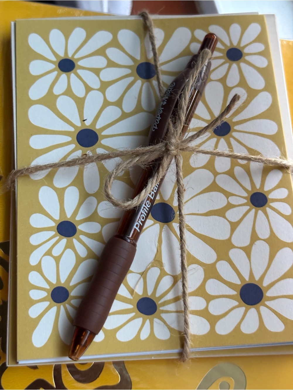 Trina Turk Yellow & Gold Notebook, 5 Floral Cards w/Envelopes and a Pen - Picture 3 of 3